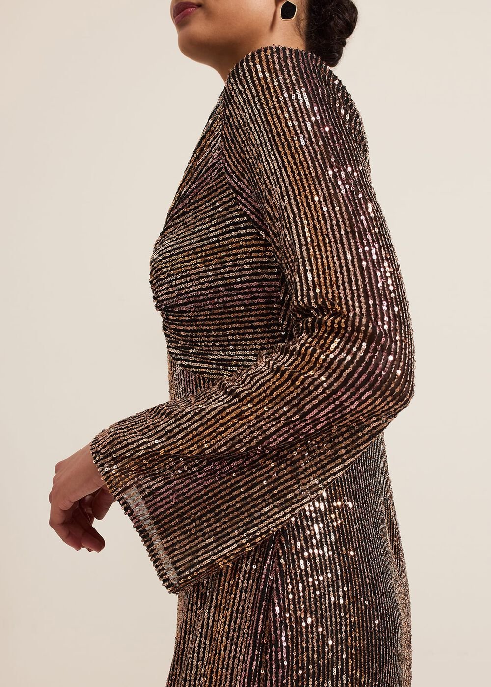 Renila Sequin Long Sleeved Maxi Dress - Multi-Coloured