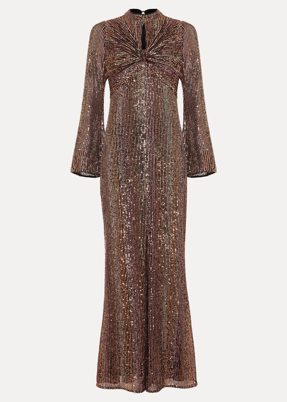 Renila Sequin Long Sleeved Maxi Dress - Multi-Coloured