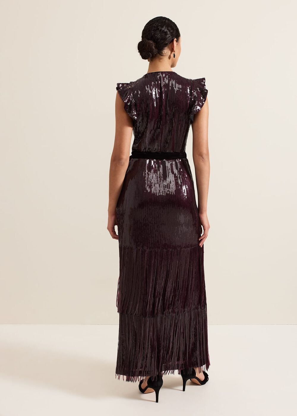 Chanai Sequin Wrap Maxi Dress - Burgundy