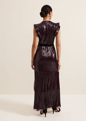 Chanai Sequin Wrap Maxi Dress - Burgundy