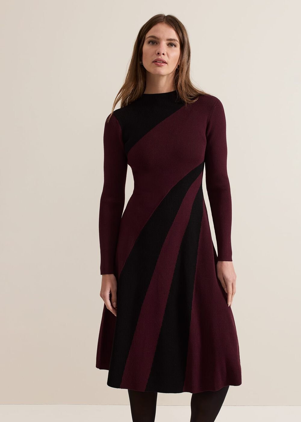 Petite Julie Fit And Flare Midi Dress - Burgundy