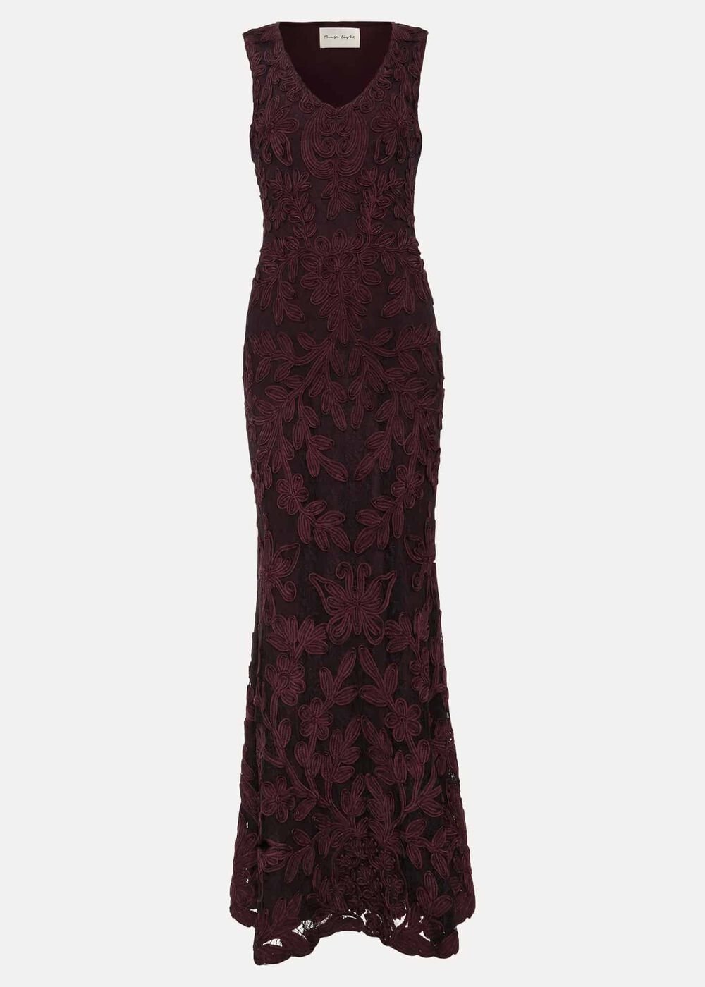 Montee Burgundy Tapework Maxi Dress - Burgundy