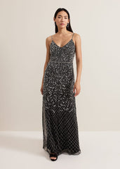 Alexia Sequin Embelished Maxi Dress - Black