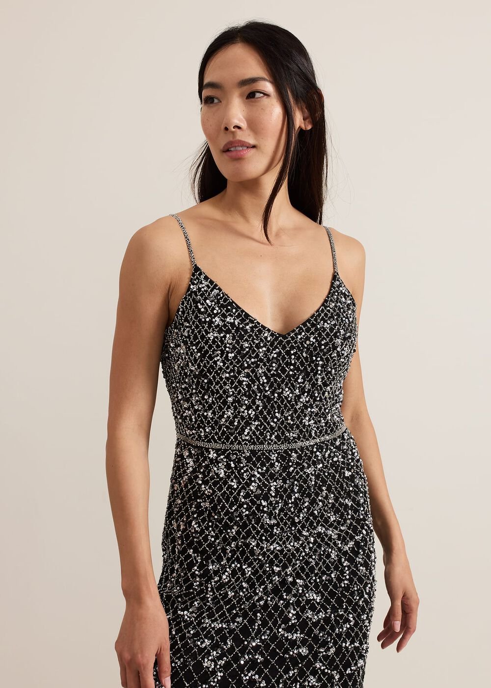 Alexia Sequin Embelished Maxi Dress - Black
