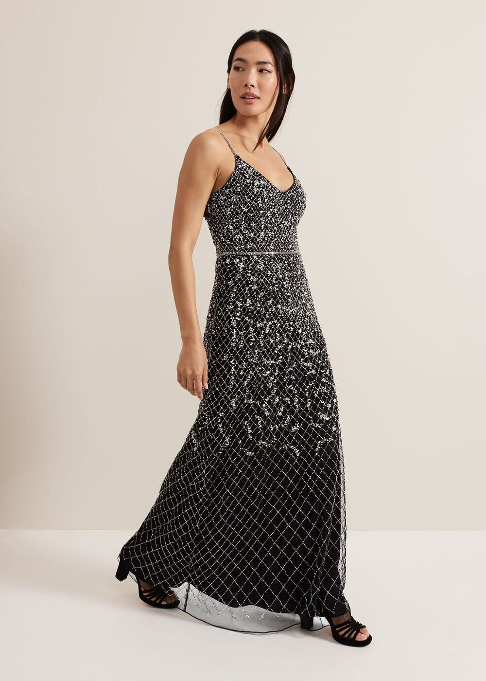 Alexia Sequin Embelished Maxi Dress - Black