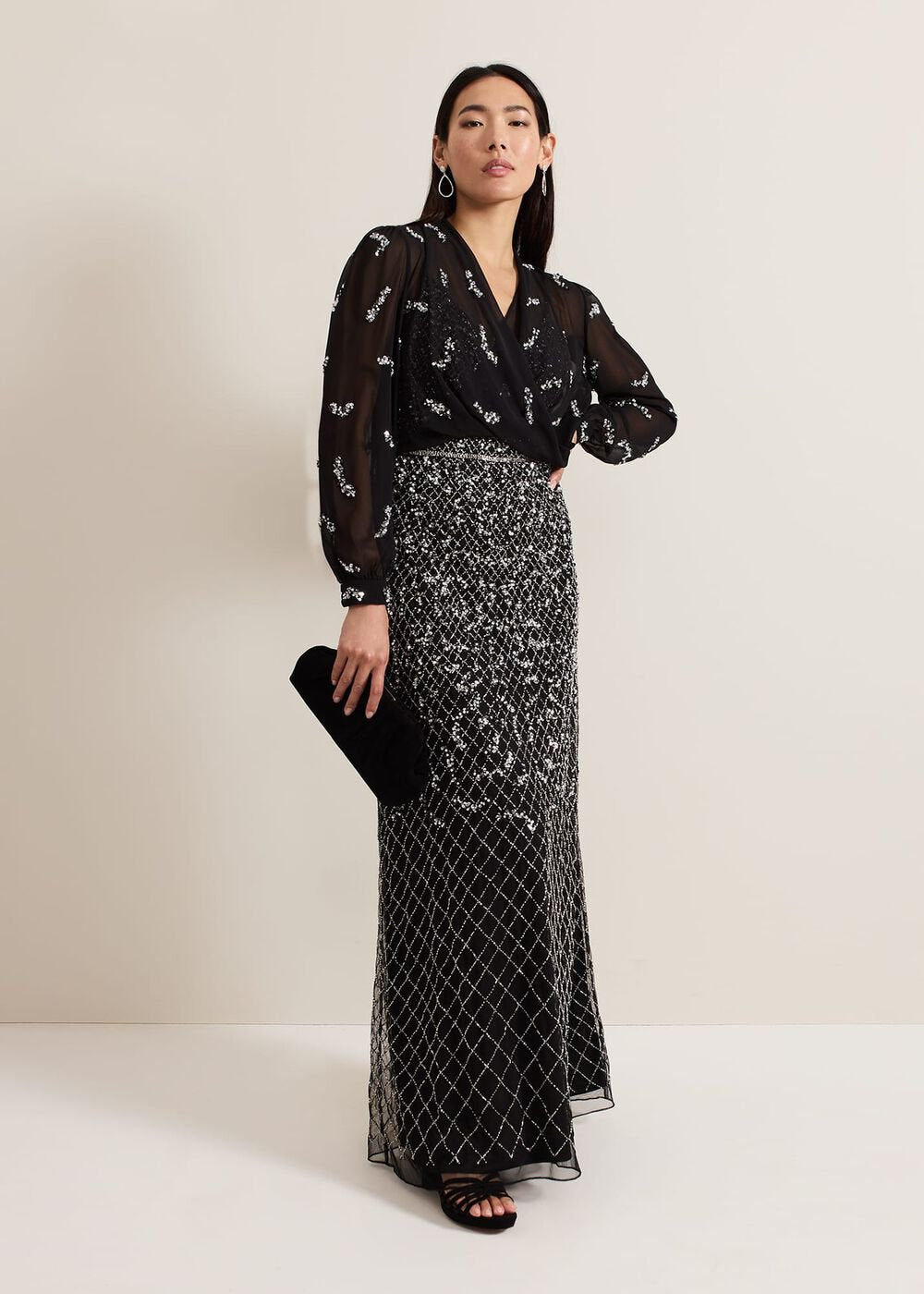 Alexia Sequin Embelished Maxi Dress - Black