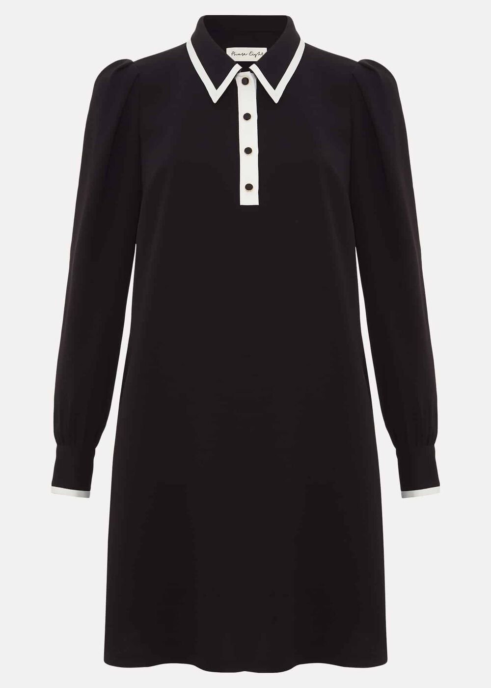 Gina Black Collar Swing Dress - Black