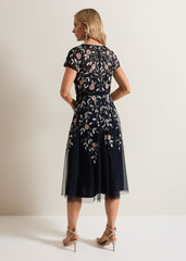 Giana Floral Embellished Midi Dress - Multi-Coloured