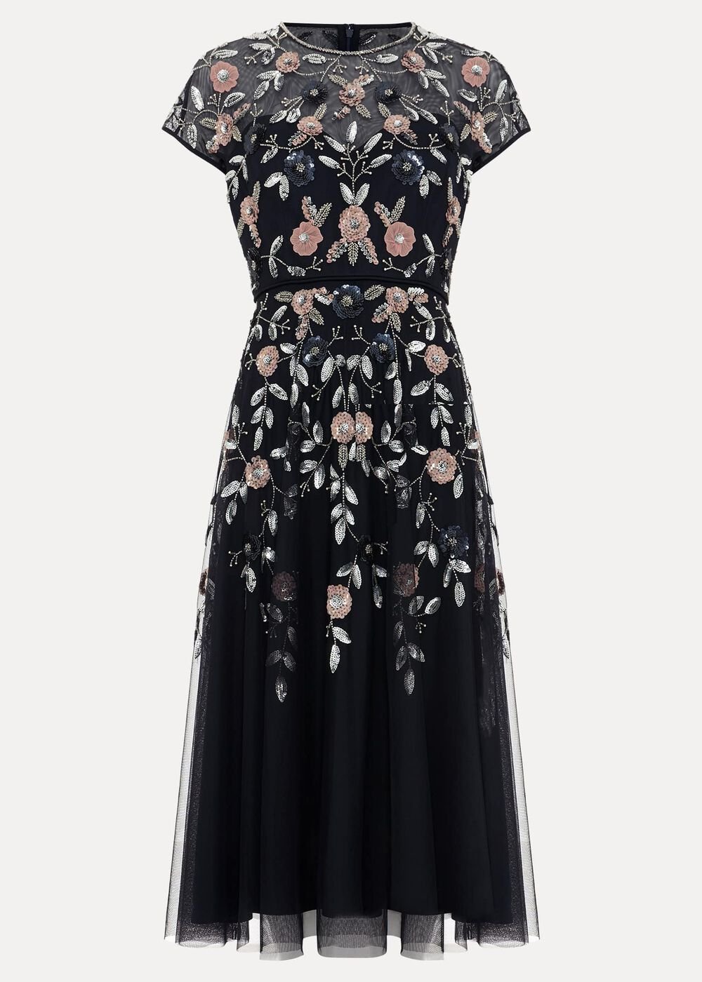 Giana Floral Embellished Midi Dress - Multi-Coloured