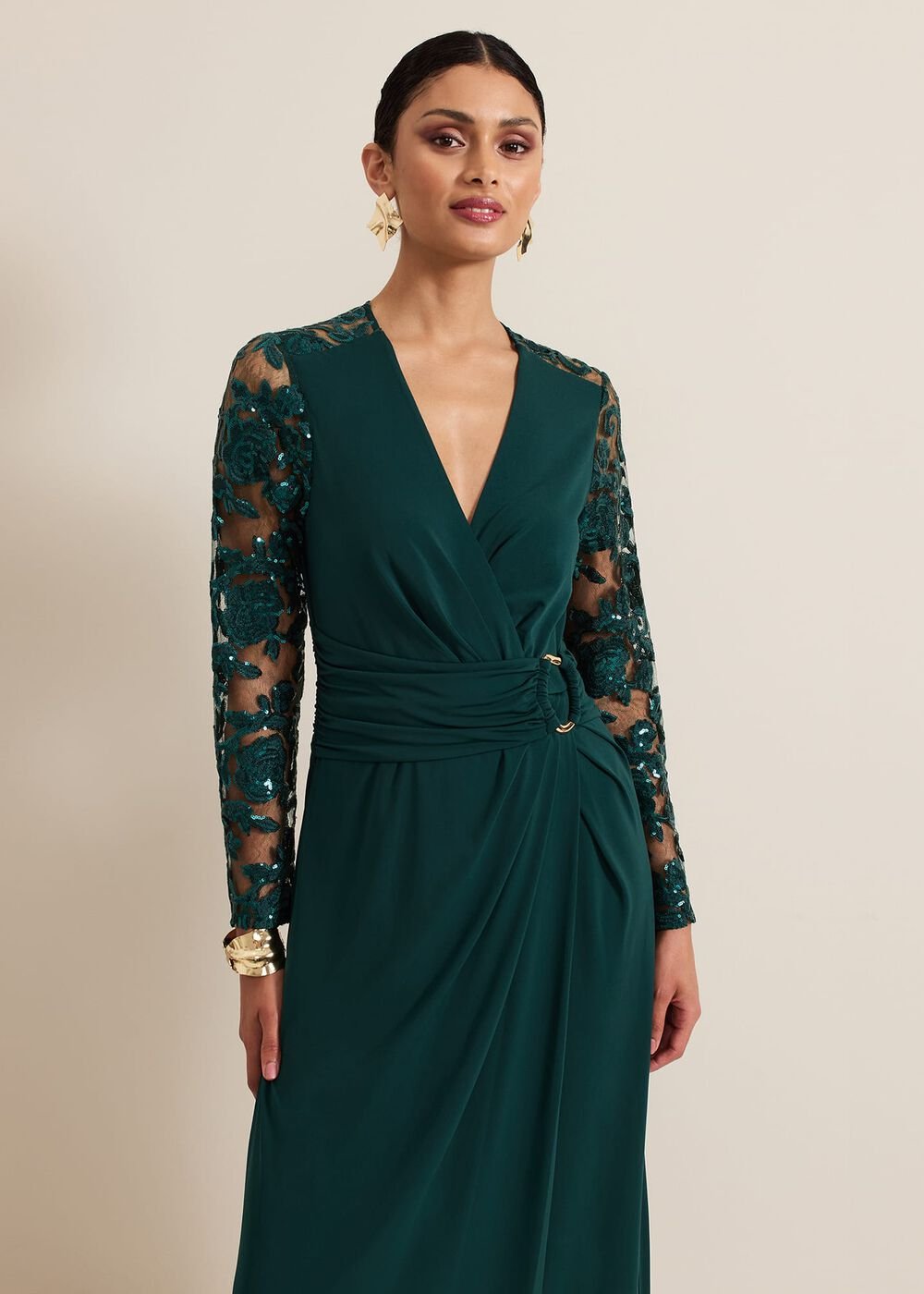 Ilona Dark Green Sequin Maxi Dress - Dark Green
