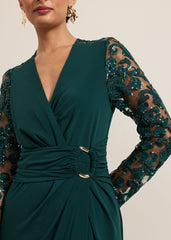 Ilona Dark Green Sequin Maxi Dress - Dark Green