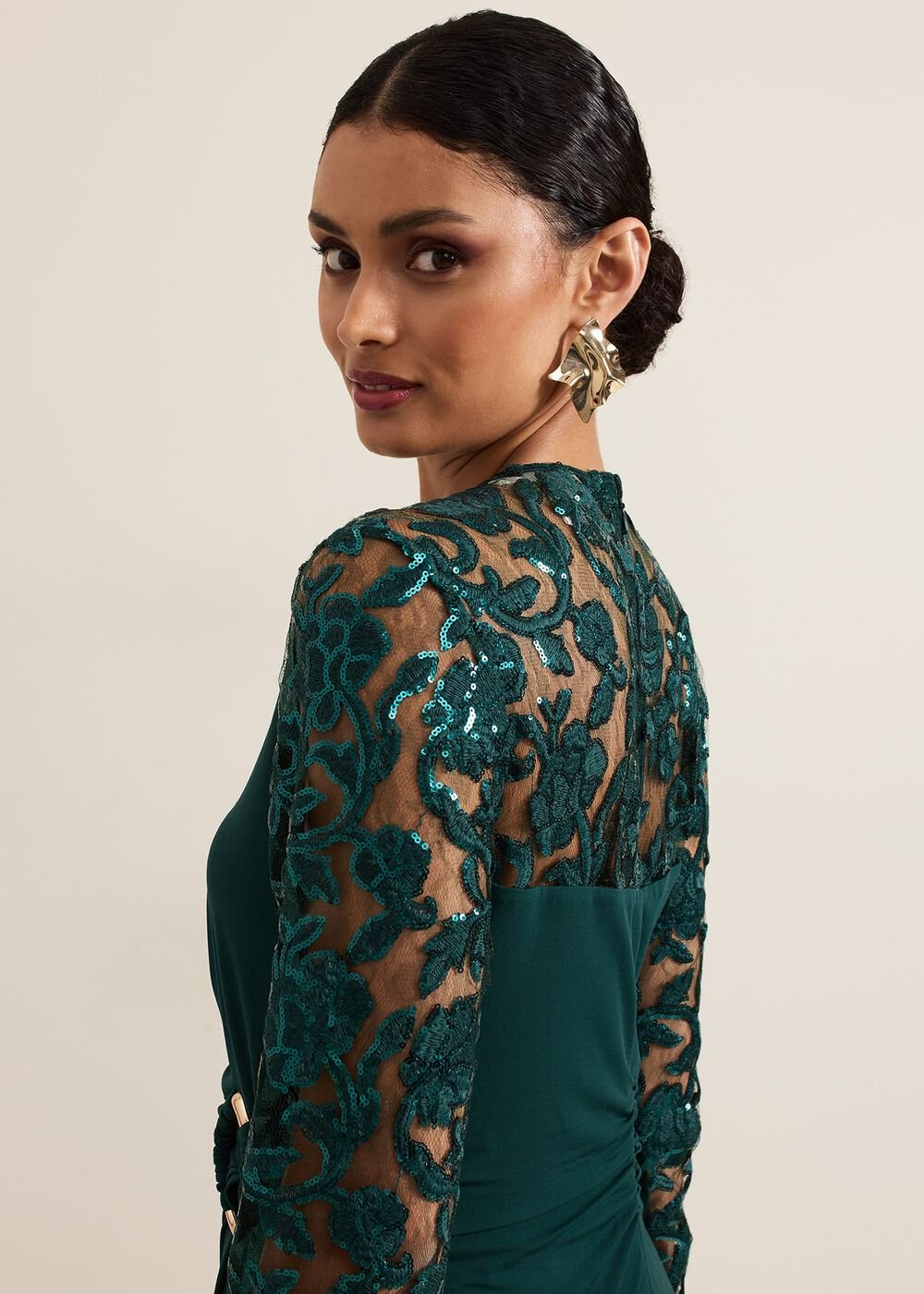 Ilona Dark Green Sequin Maxi Dress - Dark Green