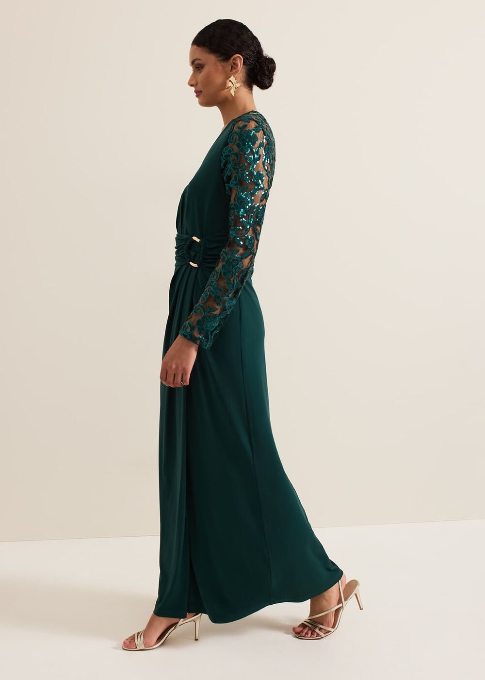 Ilona Dark Green Sequin Maxi Dress - Dark Green