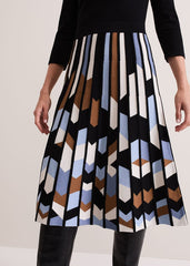 Maci Pleated Sunray Midi Dress - Black Multi