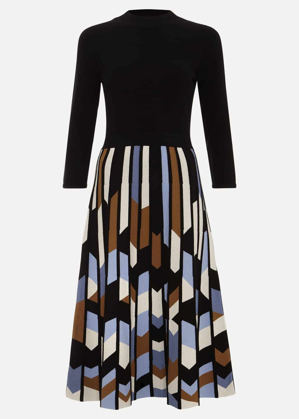 Petite Maci Pleated Sunray Midi Dress - Black Multi