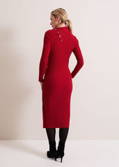 Willow Popper Column Midi Dress - Red