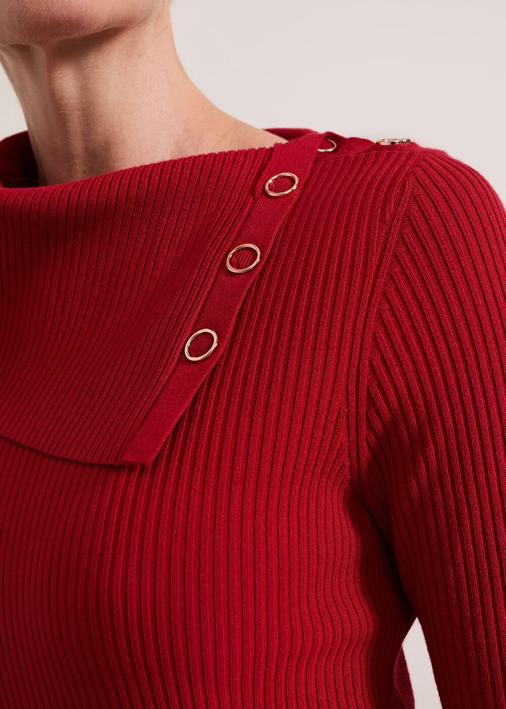 Willow Popper Column Midi Dress - Red