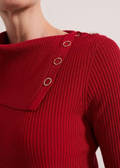 Willow Popper Column Midi Dress - Red