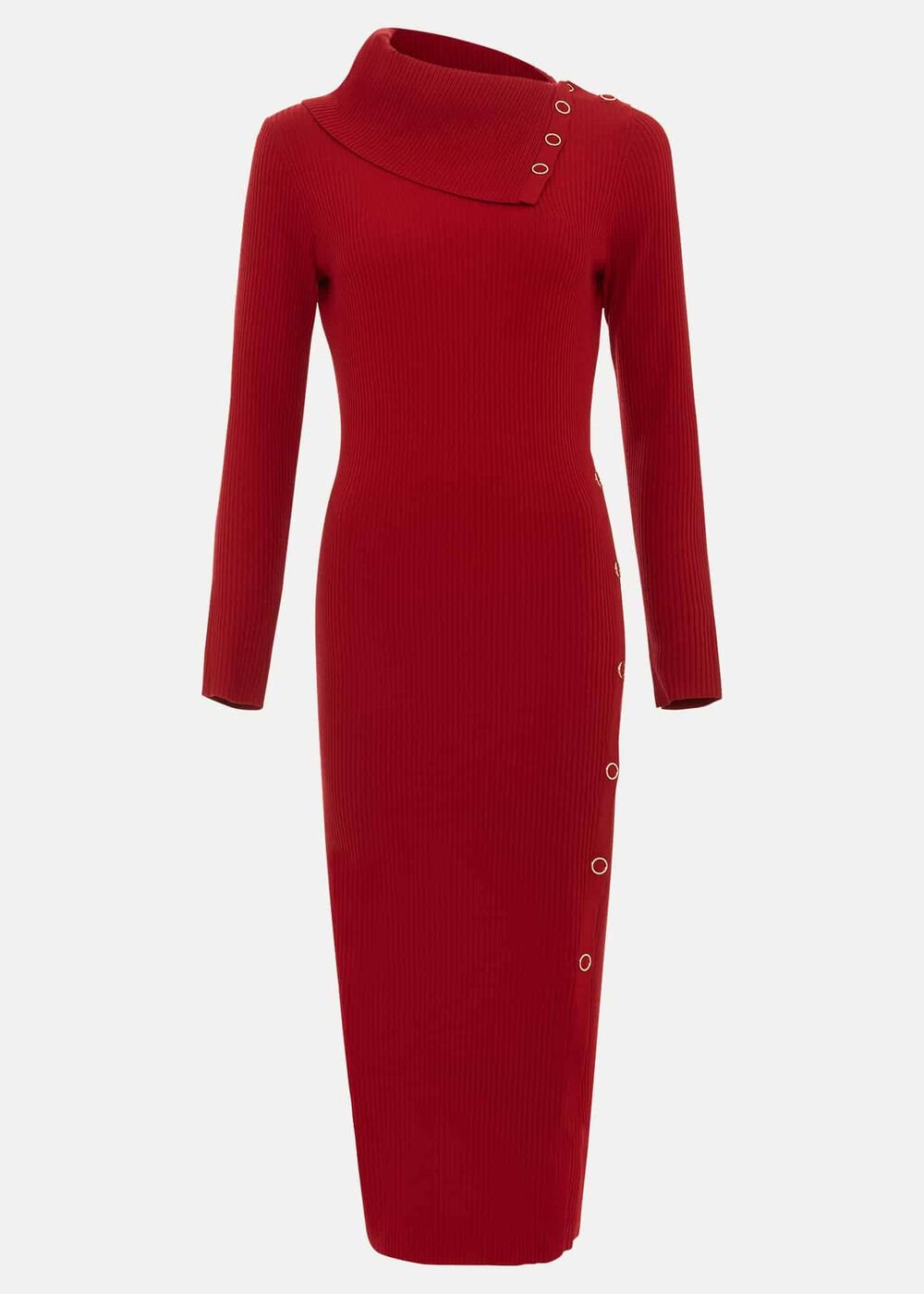 Willow Popper Column Midi Dress - Red