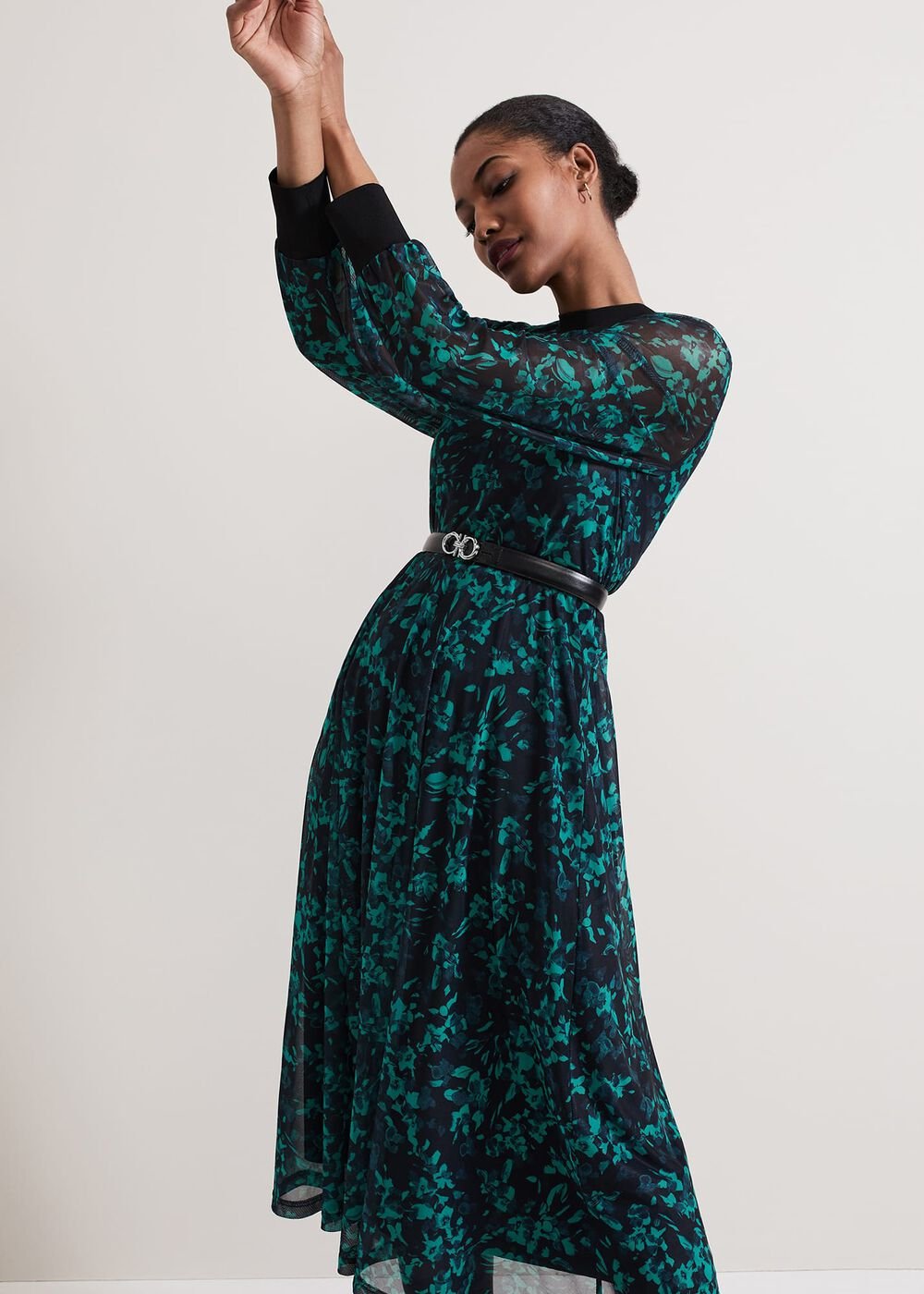 Jinny Purple Floral Dress - Green