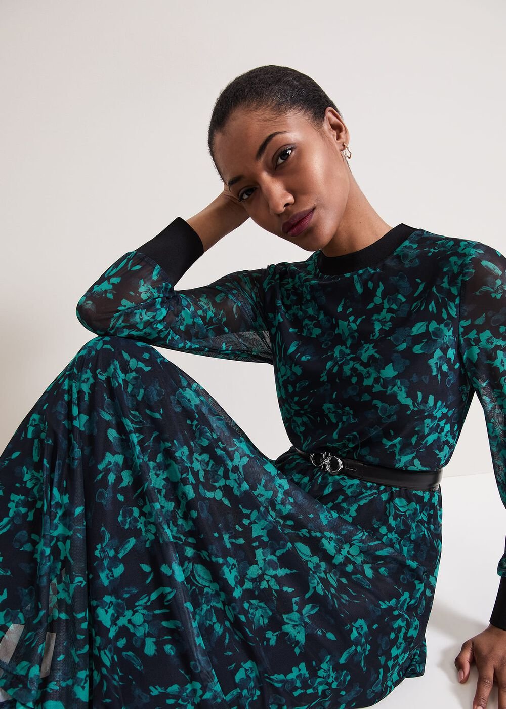 Jinny Purple Floral Dress - Green