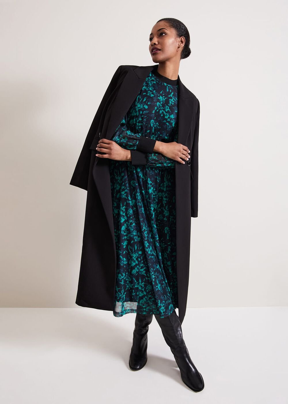 Jinny Purple Floral Dress - Green