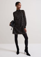 Mabel Black Dotty Swing Dress - Black