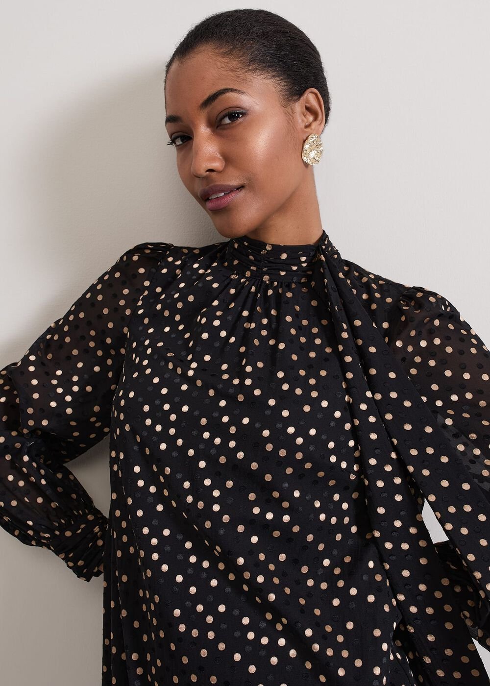 Mabel Black Dotty Swing Dress - Black