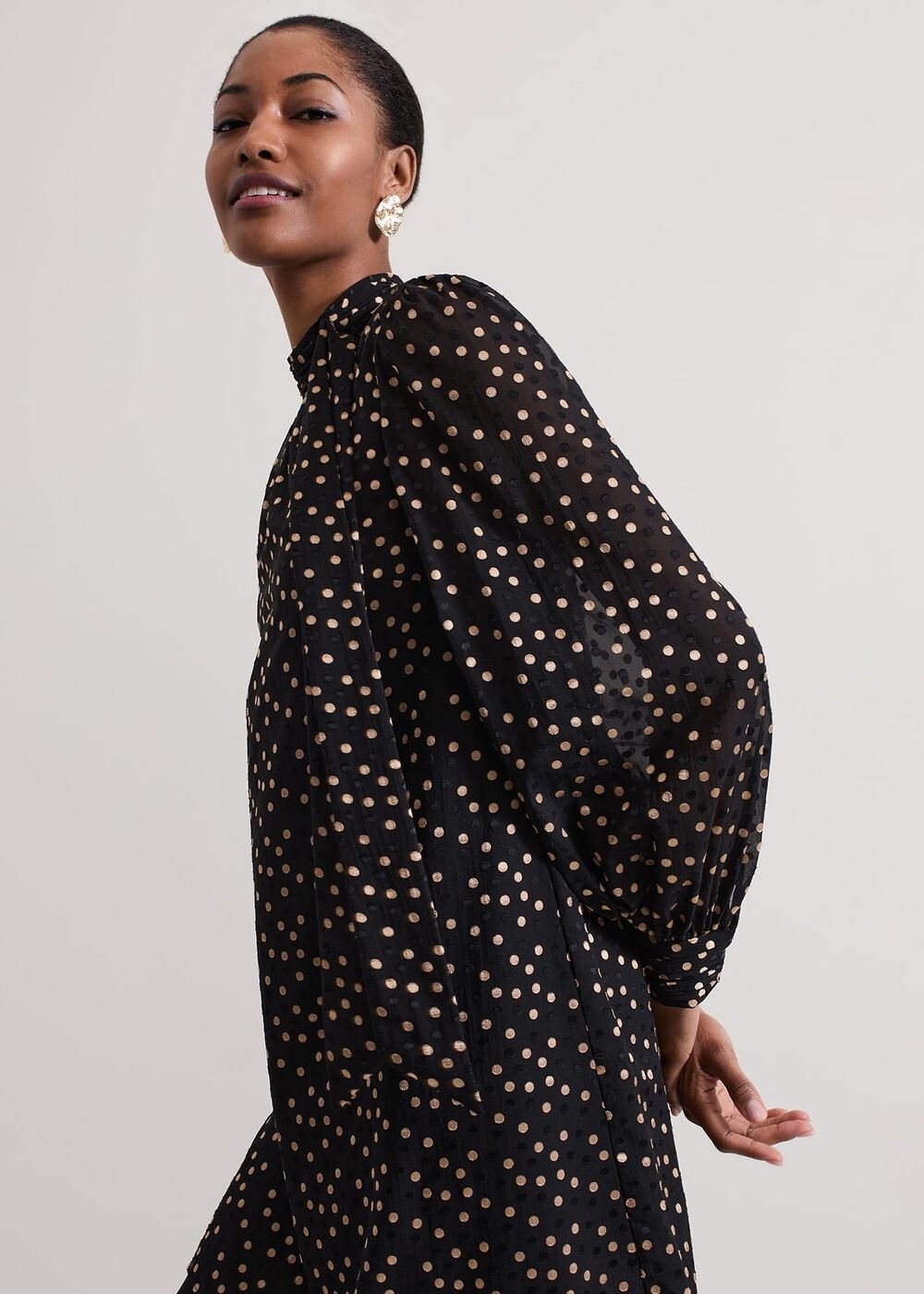 Mabel Black Dotty Swing Dress - Black