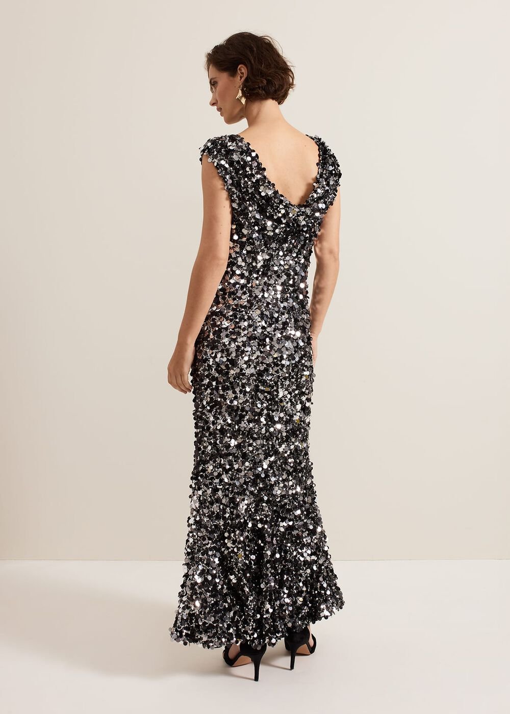 Nina Sequin Maxi Dress - Black/Multi