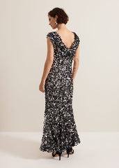 Nina Sequin Maxi Dress - Black/Multi
