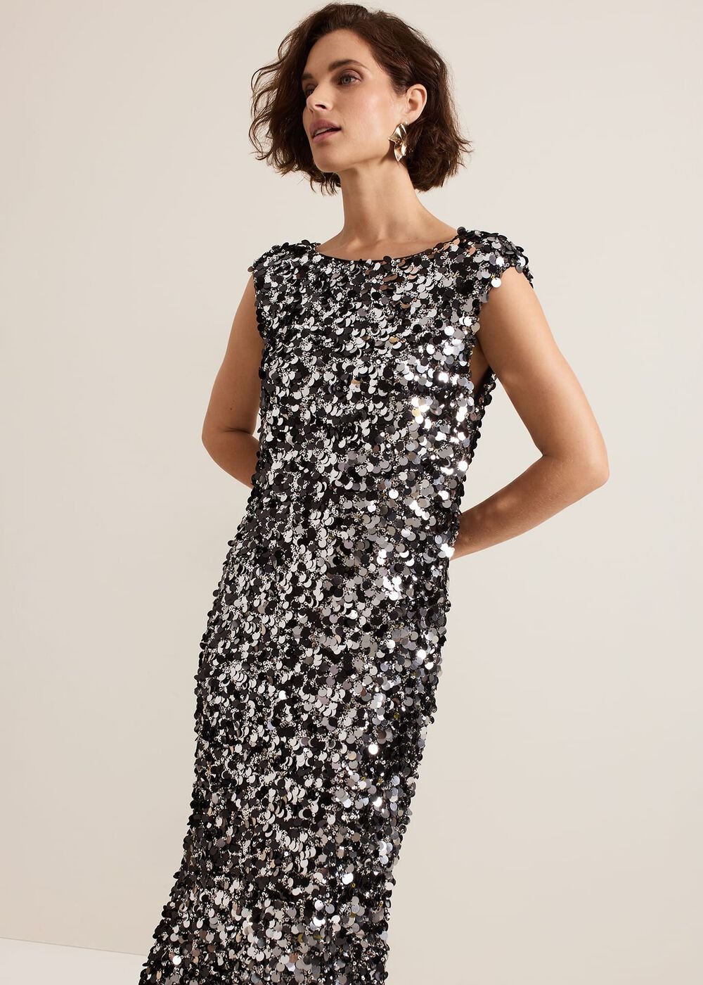 Nina Sequin Maxi Dress - Black/Multi