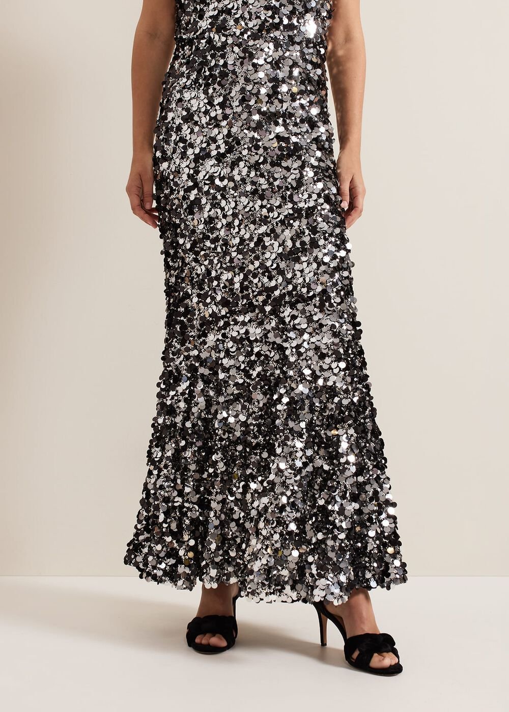 Nina Sequin Maxi Dress - Black/Multi
