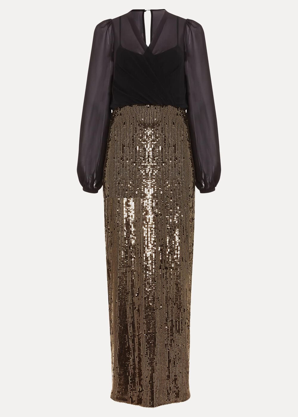 Aniya Sequin Long Sleeved Maxi Dress - Black/Multi