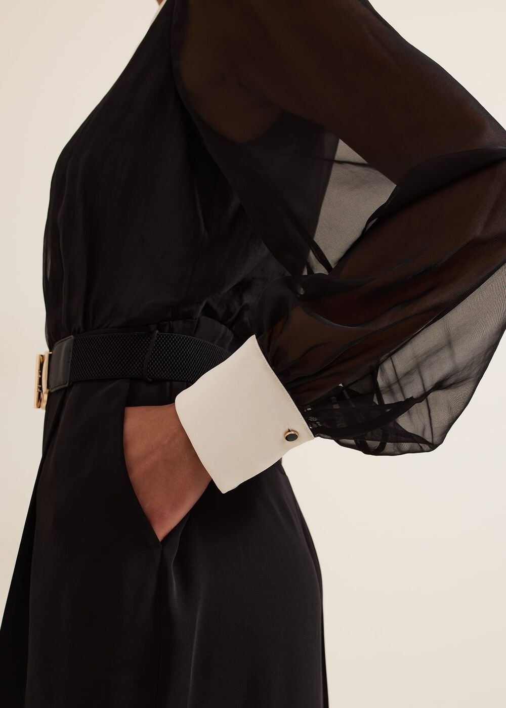 Nerissa Collar Shirt Jumpsuit - Black