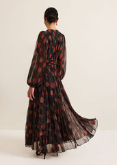 Kenzia Wrap Floral Shimmer Maxi Dress - Multi-Coloured