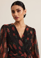 Kenzia Wrap Floral Shimmer Maxi Dress - Multi-Coloured