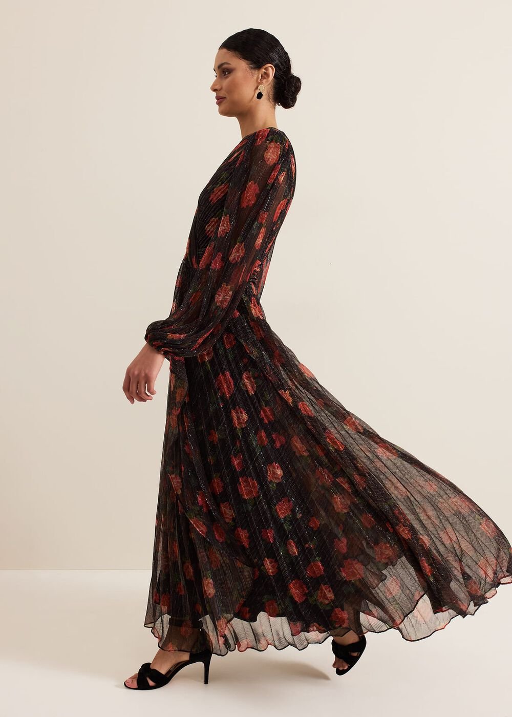Kenzia Wrap Floral Shimmer Maxi Dress - Multi-Coloured