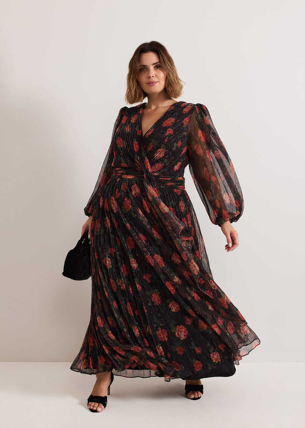 Kenzia Wrap Floral Shimmer Maxi Dress - Multi-Coloured