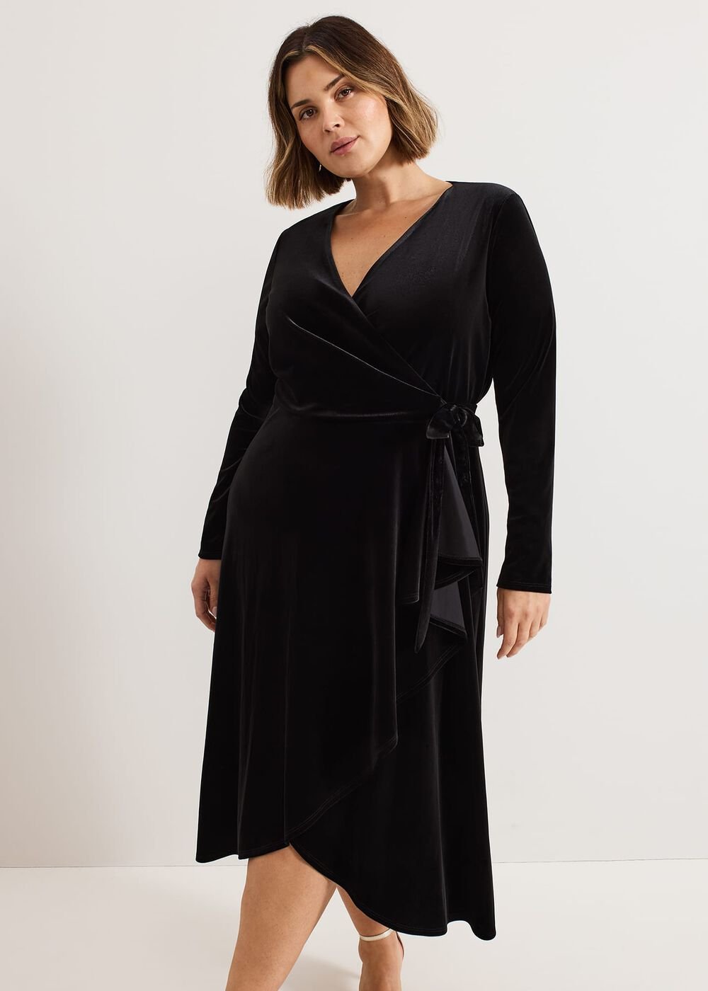 Julia Black Velvet Wrap Dress - Black