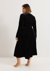 Julia Black Velvet Wrap Dress - Black