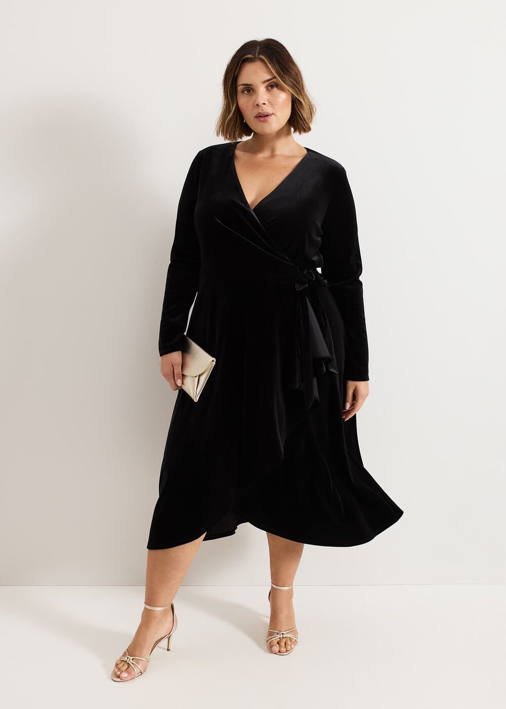 Julia Black Velvet Wrap Dress - Black