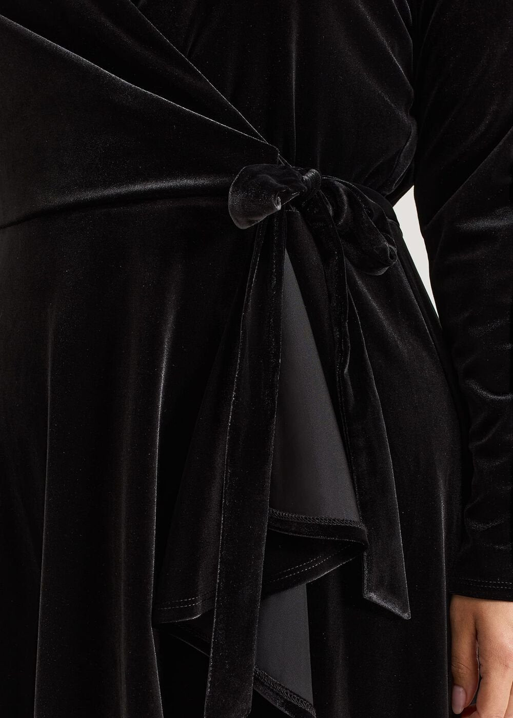 Julia Black Velvet Wrap Dress - Black