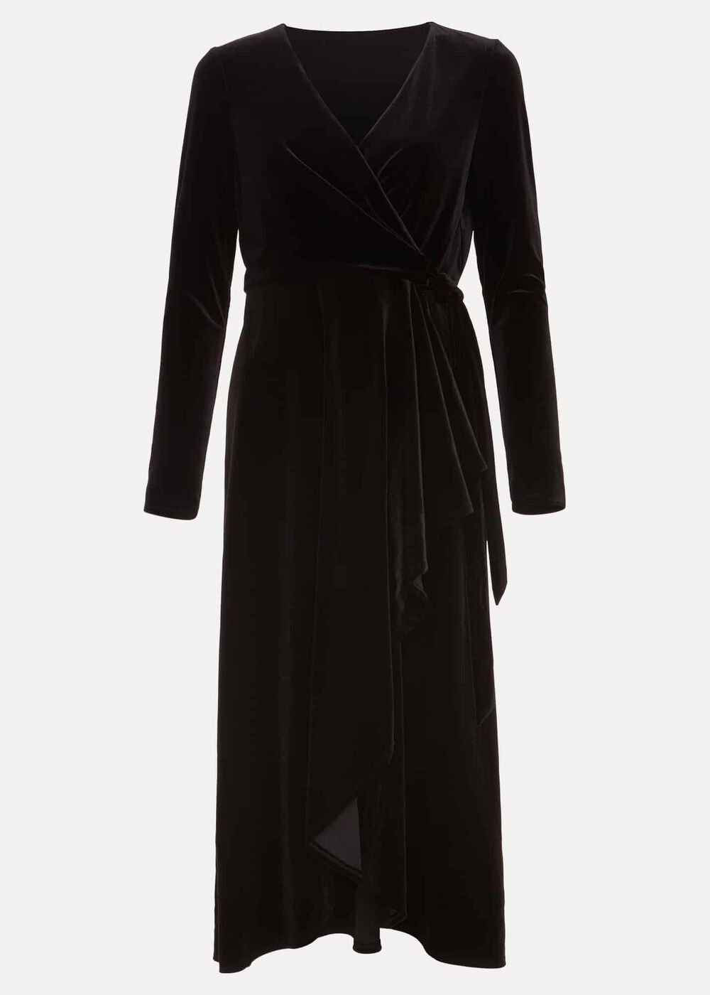 Julia Black Velvet Wrap Dress - Black