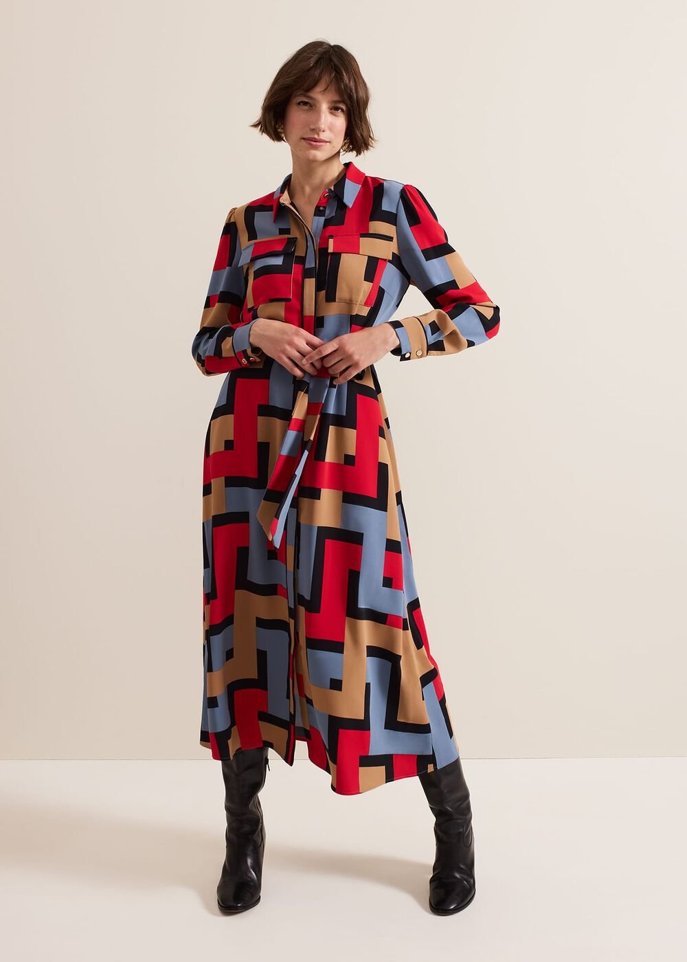 Amita Geo Shirt Dress - Multi-Coloured