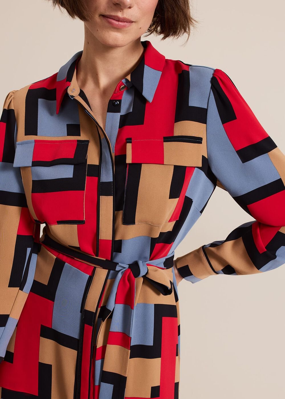 Amita Geo Shirt Dress - Multi-Coloured