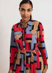 Petite Amita Geo Shirt Dress - Multi-Coloured