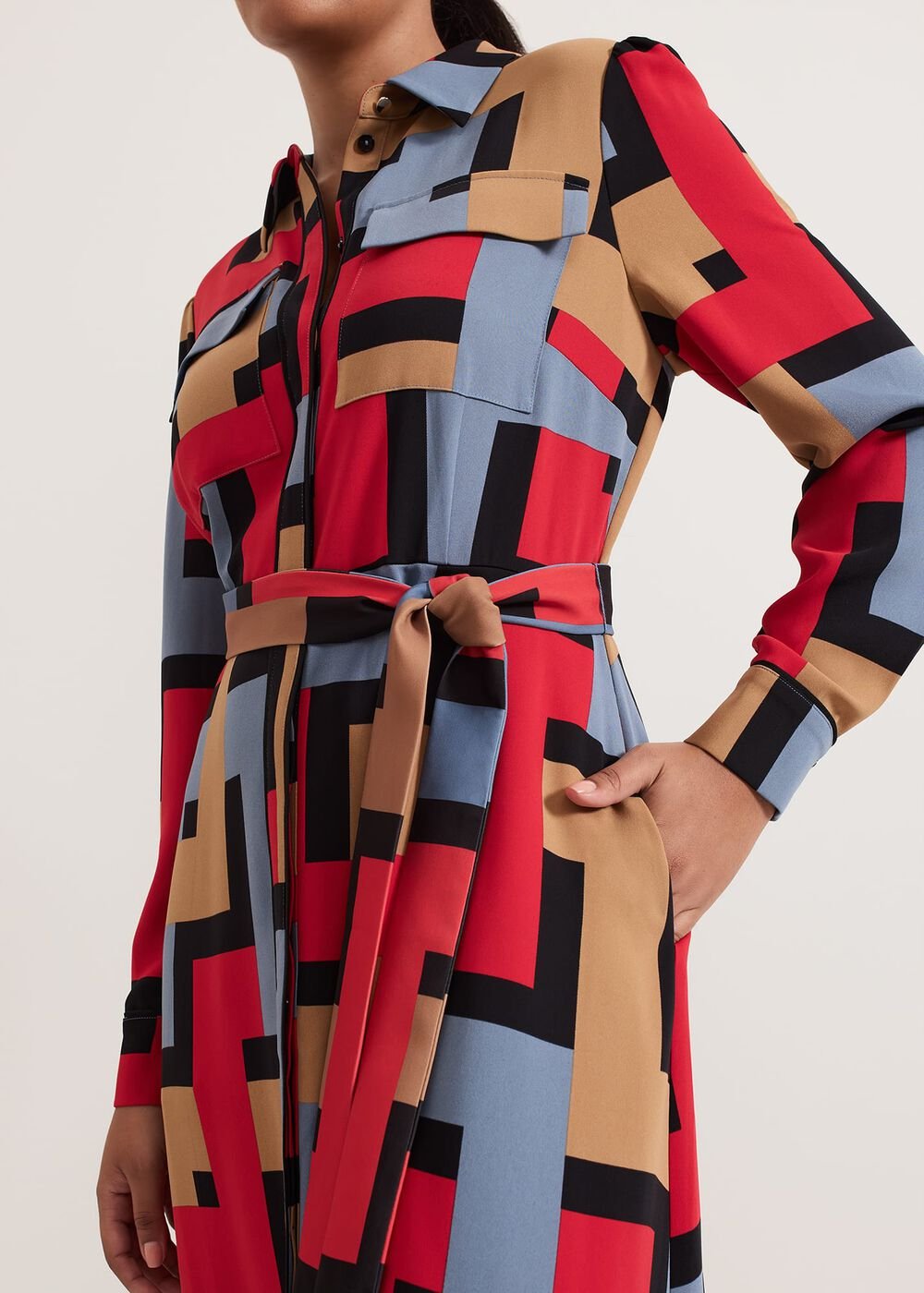 Petite Amita Geo Shirt Dress - Multi-Coloured