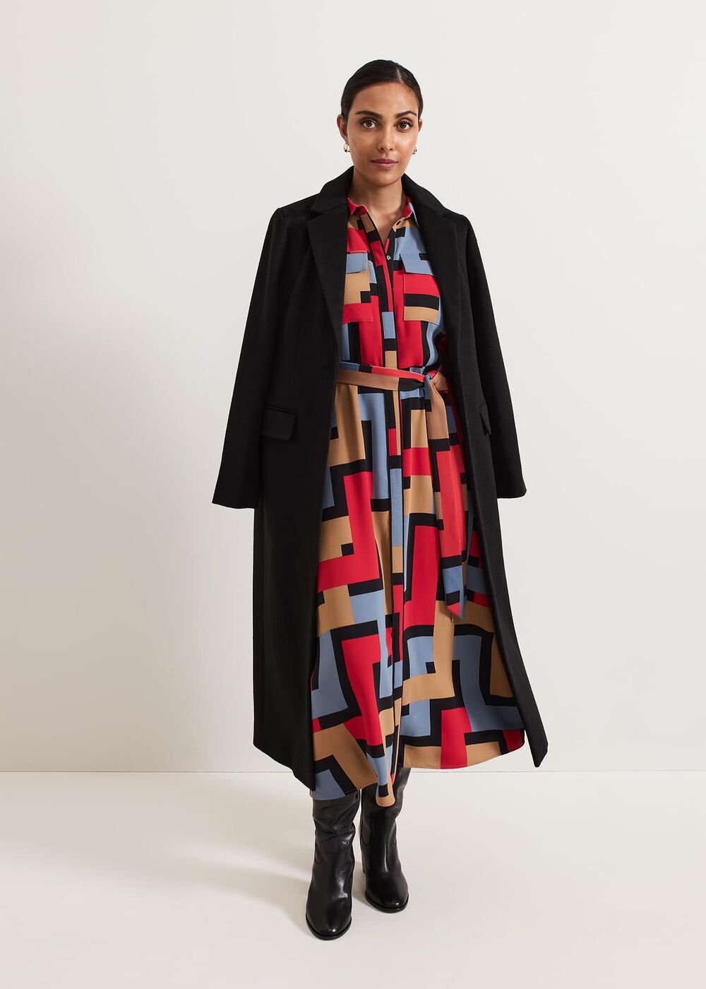 Petite Amita Geo Shirt Dress - Multi-Coloured
