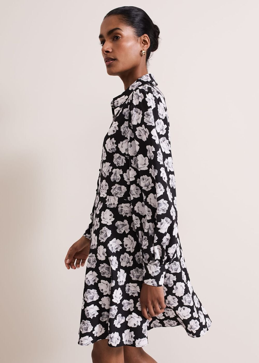 Selika Floral Swing Mini Dress - Black/Multi
